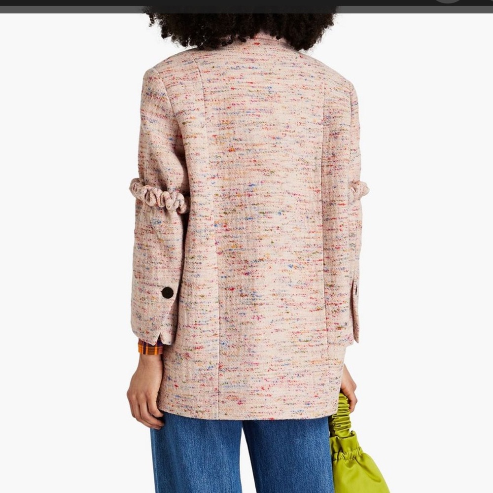 Ganni Blush Tweed Jacket with Button Detail